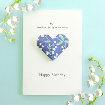 Personalised Birth Flower Origami Heart Card, 10 of 12