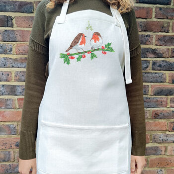 Personalised Robin Christmas Apron, 5 of 8