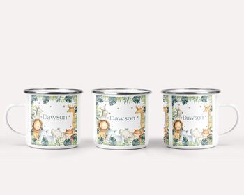 Kids Personalised Safari Theme Placemat, Coaster And Mug Dinner Set, 2 of 5