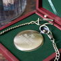 Engraved Antique Brass Pocket Watch And Rosewood Box Groomsman Gift, thumbnail 4 of 5