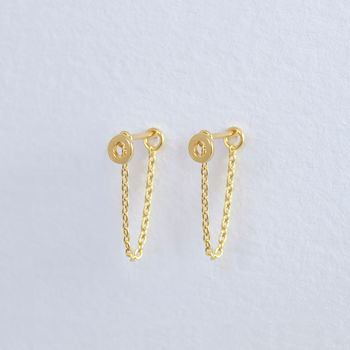 Simple Circle Two Way Round Chain Drop Stud Earrings, 7 of 12