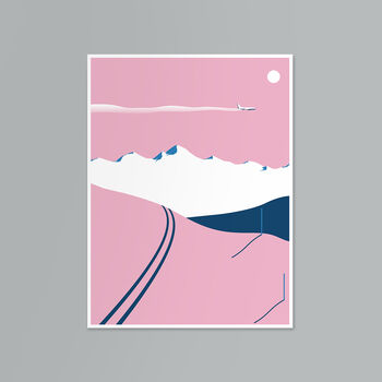Personalised Ski Tracks Fine Art Mountains Print, 3 of 4