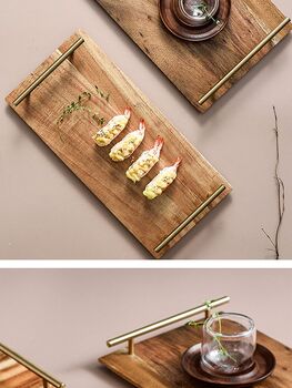 Wooden Serving Platters Tray With Metal Handles, 5 of 7