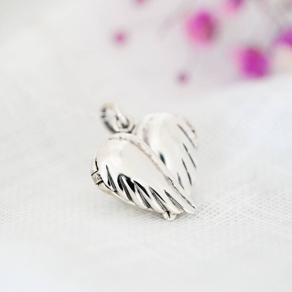 Angel Wing Sterling Silver Locket, 1 of 12