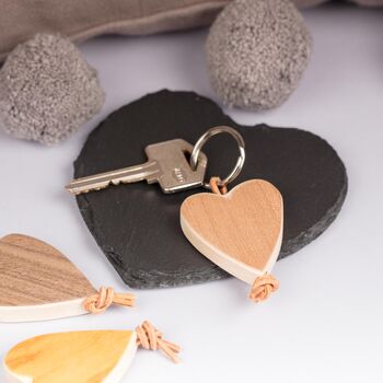 Handmade Maple Wood Heart Key Ring, 3 of 6
