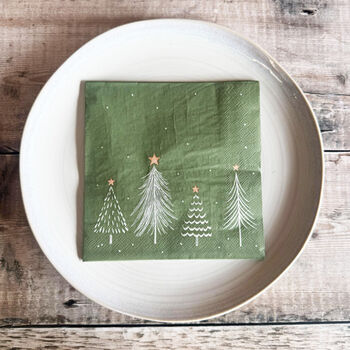 Festive Green Christmas Tree Paper Napkins Set Of 20, 3 of 6