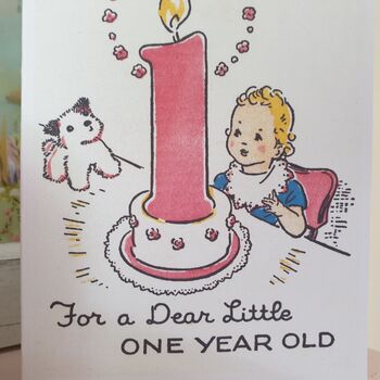 Child's 1st Birthday Vintage Style Card, 2 of 4
