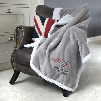 Personalised Ruby Wedding Anniversary Grey Blanket, 2 of 7