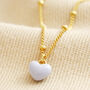 Blue Enamel Heart Pendant Necklace In Gold, thumbnail 3 of 4