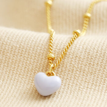 Blue Enamel Heart Pendant Necklace In Gold, 3 of 4