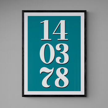 Personalised Custom Teal Special Date Wall Art, 2 of 7