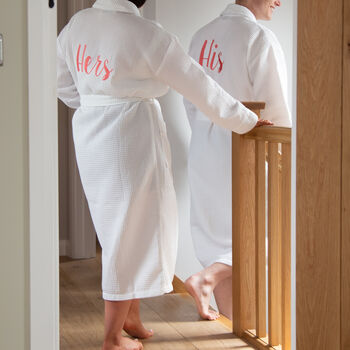 Personalised Wedding Waffle Dressing Gown With Piping, 2 of 12
