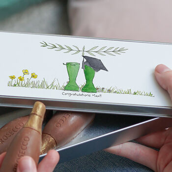 Personalised Graduation Welly Boot Tin With Chocolates, 2 of 6