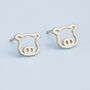 Sterling Silver Pig Face Stud Earrings, thumbnail 1 of 5
