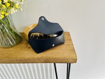 Personalised Dark Blue Leather Glasses Case, 4 of 12