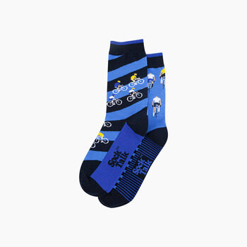 Bike Race Stripes Combed Cotton Odd Socks In Blue, 3 of 4