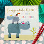 Gold Foiled Baby Boy Rhinos Card, thumbnail 1 of 5