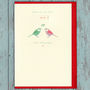 Personalised Christmas Card: Birds Under Mistletoe, thumbnail 1 of 5