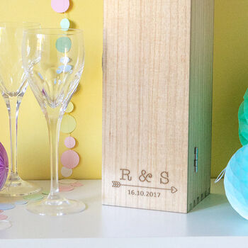 Personalised Couples Initials And Special Date Wine Box, 2 of 9