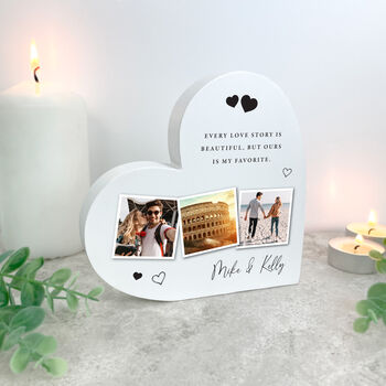 Personalised Couples Photo White Freestanding Heart, 3 of 6