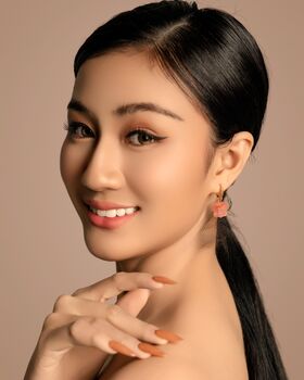 Carved Botan Cherry Quartz Earrings, 3 of 11