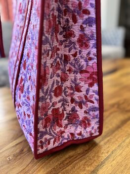 Tote Bag, Beach Bag, Block Print Indian Handbag, Holiday Bag, 8 of 12