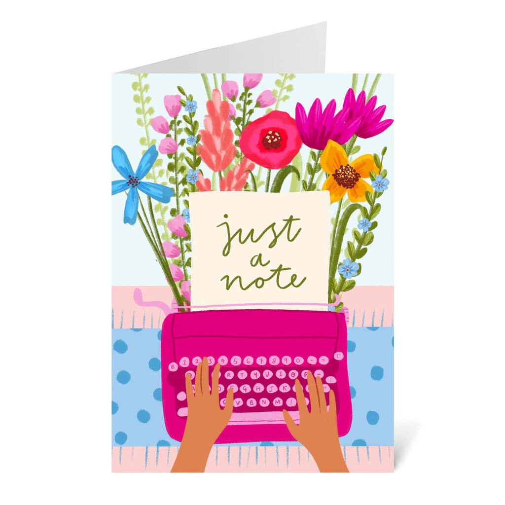 'Just A Note' Floral Typewriter Greetings Card By Flourish Paperworks