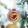Set Of Indented Vintage Style Heart Baubles, thumbnail 4 of 6