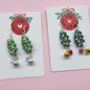 Handmade Christmas Holly Earrings With Stand, thumbnail 3 of 9