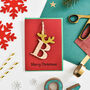Personalised Alphabet Reindeer Antler Decoration Card, thumbnail 3 of 4