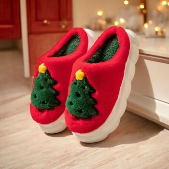 Plush Christmas Tree Bubble Slippers, 8 of 11