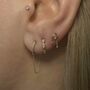 14k Solid Gold Opal And Topaz Chain Labret Stud, thumbnail 3 of 3