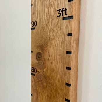 Engraved Oak Height Chart With Personalisation, 7 of 11