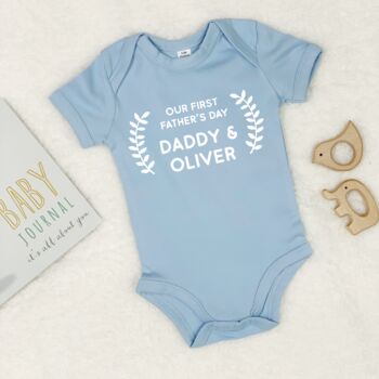 Personalised Our First Fathers Day Babygrow, 4 of 9