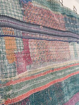 Double Sided Stunning Hand Stitched Kantha Quilt, 3 of 7
