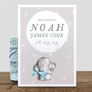 Personalised Elephant New Baby Card, 2 of 3