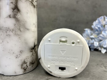 20cm Marbled Grey LED Pillar Candle – Real Wax, 9 of 12
