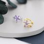 Lilac Purple Cz Flower Ear Cuff In Sterling Silver, thumbnail 4 of 9