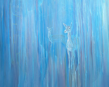 Out Of The Blue, A Blue Abstract Deer Painting, 4 of 8