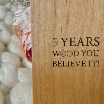 Five Year Wooden Anniversary Personalised Plaque, 7 of 9