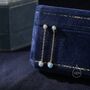 Double Blue Opal Dangle Chain Stud Earrings, thumbnail 5 of 11