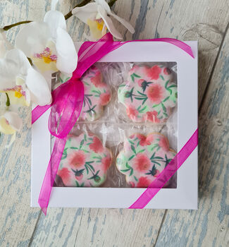 Pink Floral Biscuits Luxury Gift Box, Eight Pieces, 6 of 9