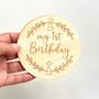 Wooden Baby Announcement 1st Birthday Engraved Sign, thumbnail 1 of 4