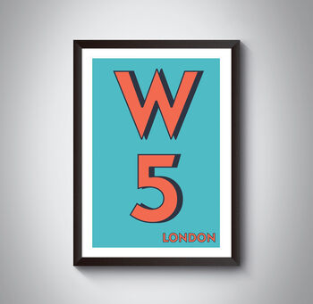 W5 Hammersmith London Postcode Typography Print, 4 of 9
