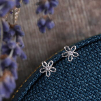 'One Must Have' Sterling Silver Little Flower Earrings, 8 of 8