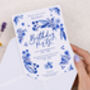 Personalised A6 Blue Floral Birthday Party Invitation, thumbnail 2 of 3