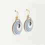Cream And Blue Stripey Circular Earrings, thumbnail 3 of 6