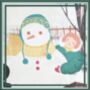Snowman And Child Christmas Theme Square Scarf, thumbnail 2 of 5