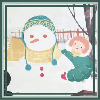 Snowman And Child Christmas Theme Square Scarf, 2 of 5