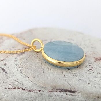 The Circle Aquamarine March Birthstone Necklace, Gold, 6 of 7